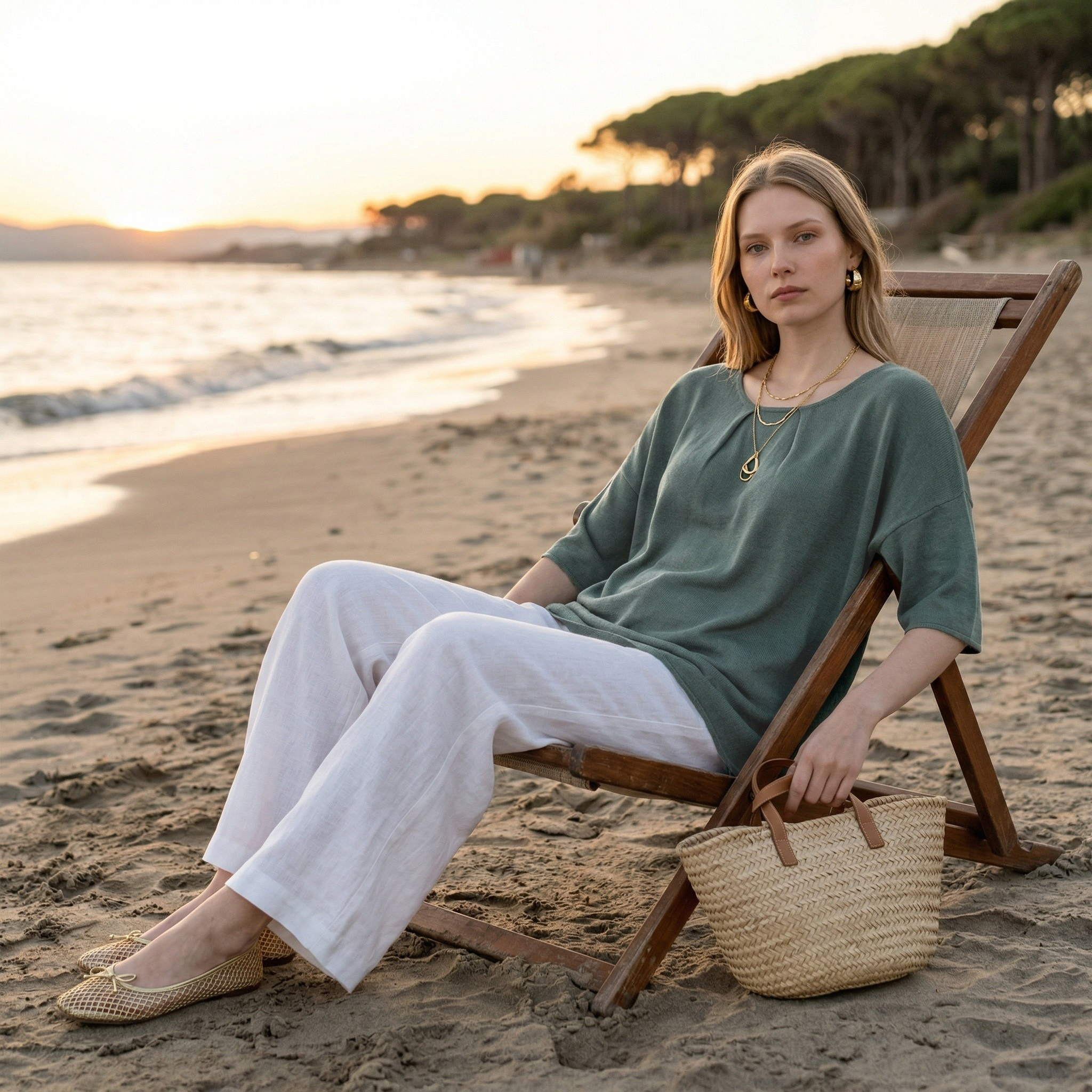 PURO LINO - Girocollo con piega Oversize
