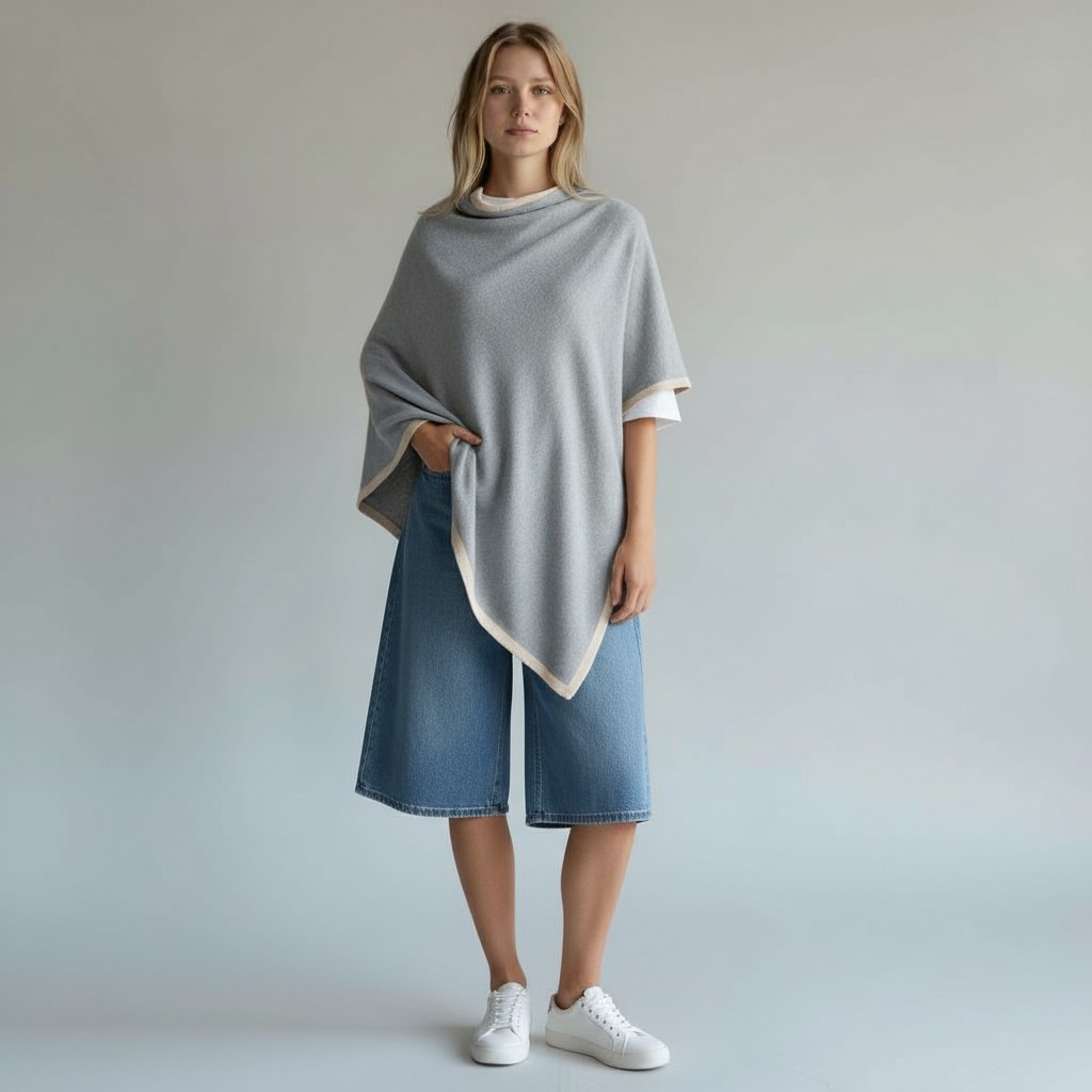 PND02 Poncho Bottoni Bicolore