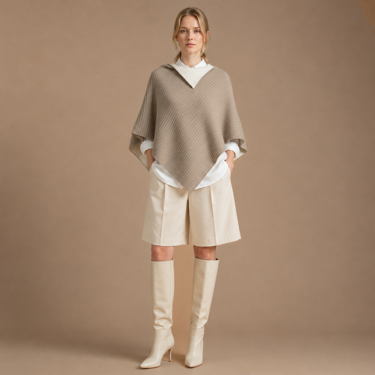 PN1209 Poncho frise Reversibile